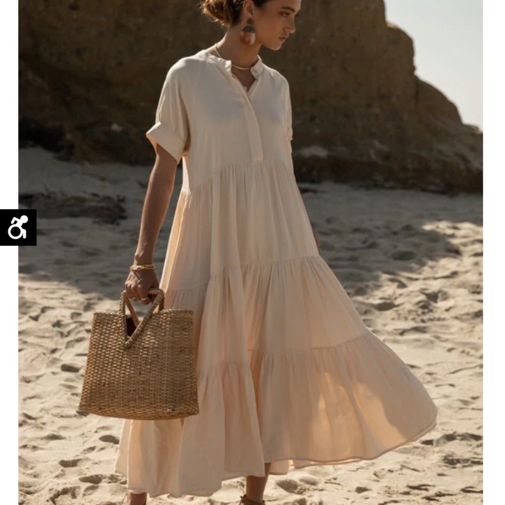 NWOT Bohme Amanda Tiered Dress in Cream